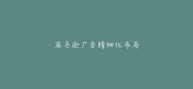 亞馬遜廣告精細化佈局