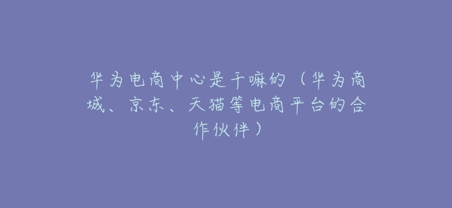 華爲電商中心是幹嘛的(華爲商城、京東、天貓等電商平臺的合作伙伴)
