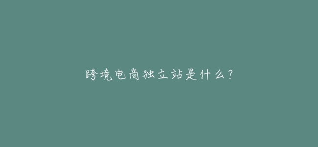 跨境電商獨立站是什麼?