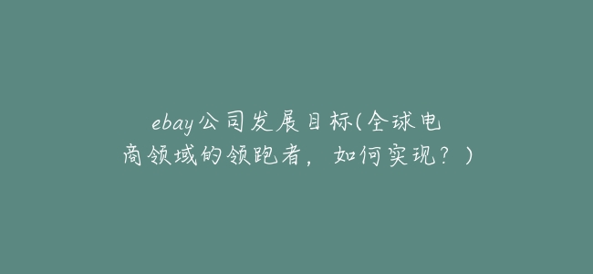 ebay公司發展目標(全球電商領域的領跑者,如何實現?)