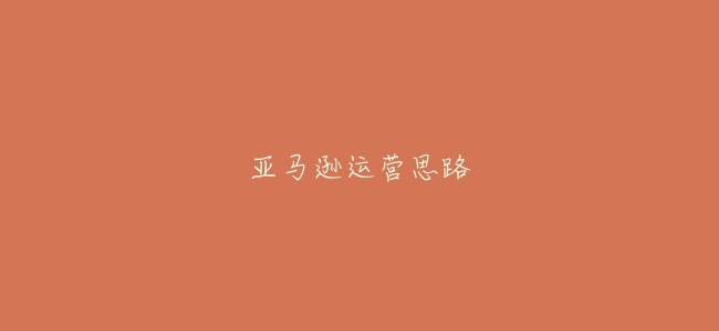 亞馬遜運營思路