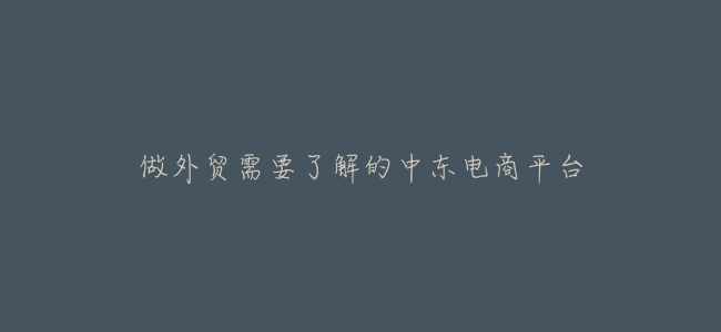 做外貿需要了解的中東電商平臺