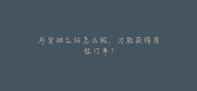外貿獨立站怎麼做,才能獲得有效訂單?