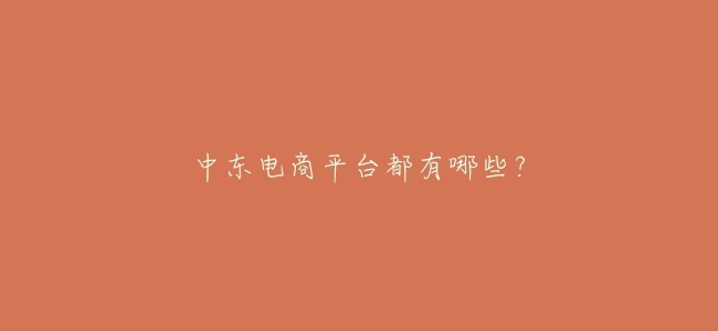 中東電商平臺都有哪些？