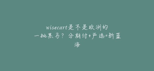 wisecart是不是歐洲的一批黑馬？分期付+嚴選=新藍海