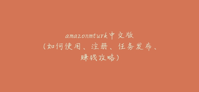 amazonmturk中文版(如何使用、註冊、任務發佈、賺錢攻略)
