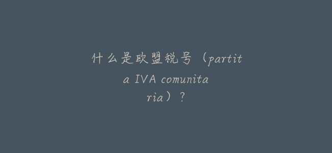 什麼是歐盟稅號(partita IVA comunitaria)?