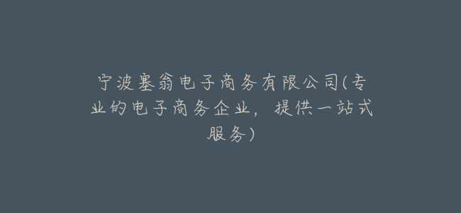 寧波塞翁電子商務有限公司(專業的電子商務企業,提供一站式服務)