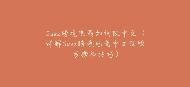 Suez跨境電商如何改中文（詳解Suez跨境電商中文改版步驟和技巧）