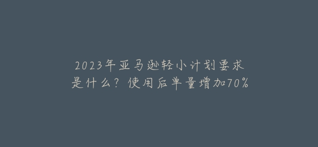 2023年亞馬遜輕小計劃要求是什麼？使用後單量增加70%