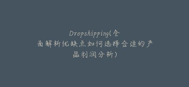 Dropshipping(全面解析優缺點如何選擇合適的產品利潤分析)
