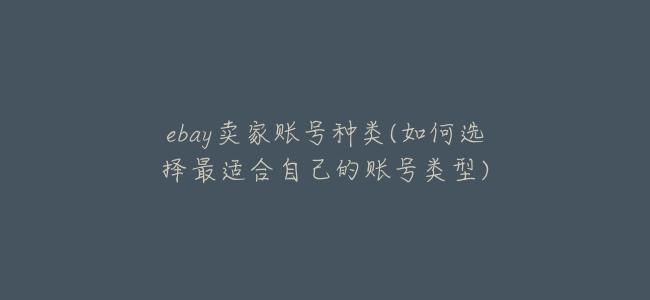 ebay賣家賬號種類(如何選擇最適合自己的賬號類型)