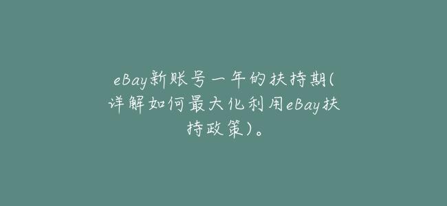 eBay新賬號一年的扶持期(詳解如何最大化利用eBay扶持政策)。