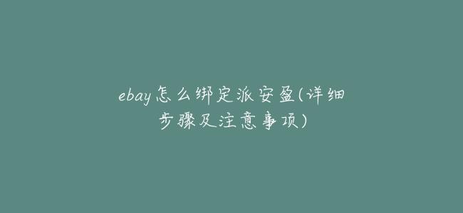 ebay怎麼綁定派安盈(詳細步驟及注意事項)