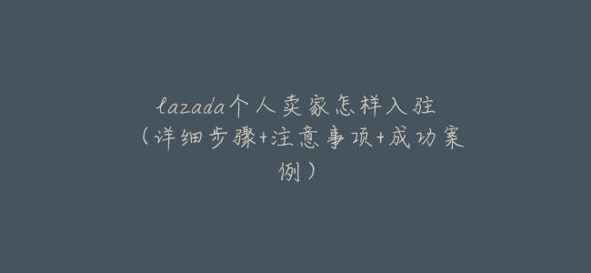 lazada個人賣家怎樣入駐（詳細步驟+注意事項+成功案例）