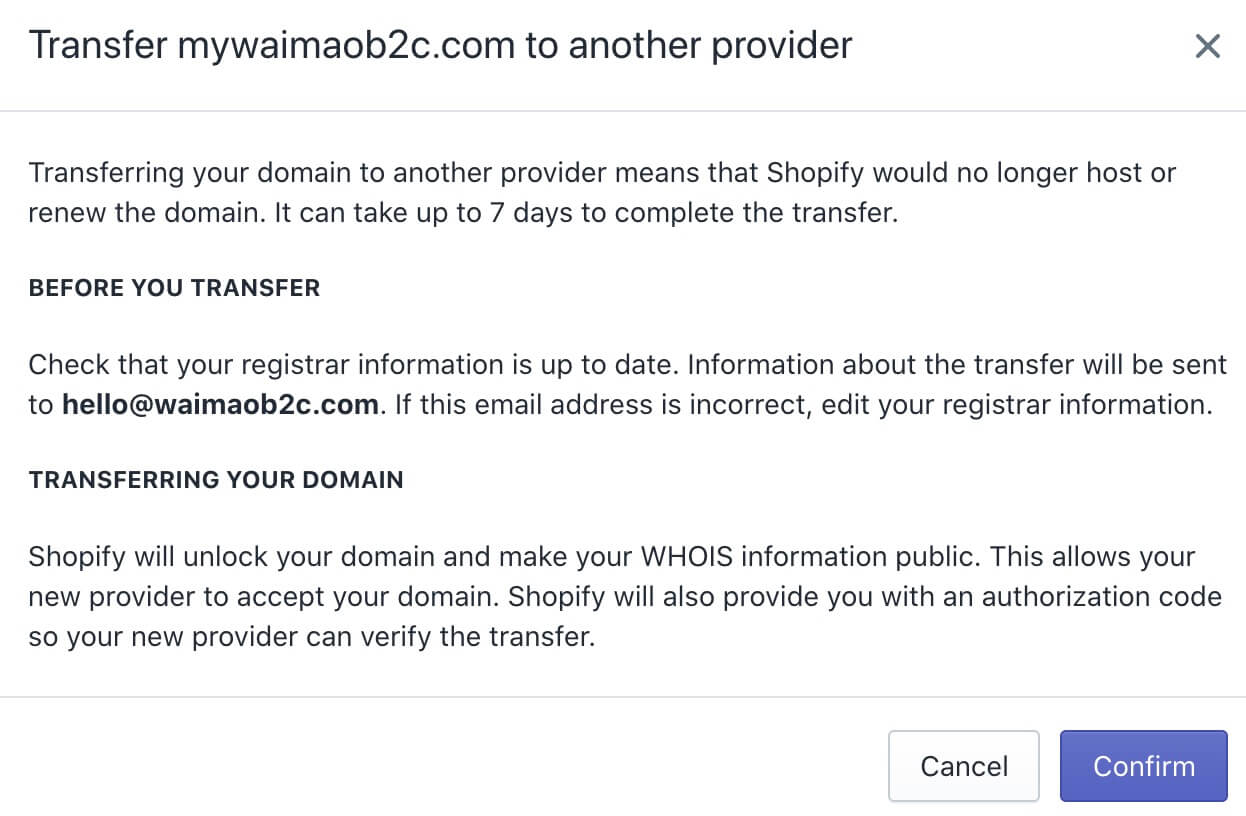 Shopify域名轉移到Namesilo