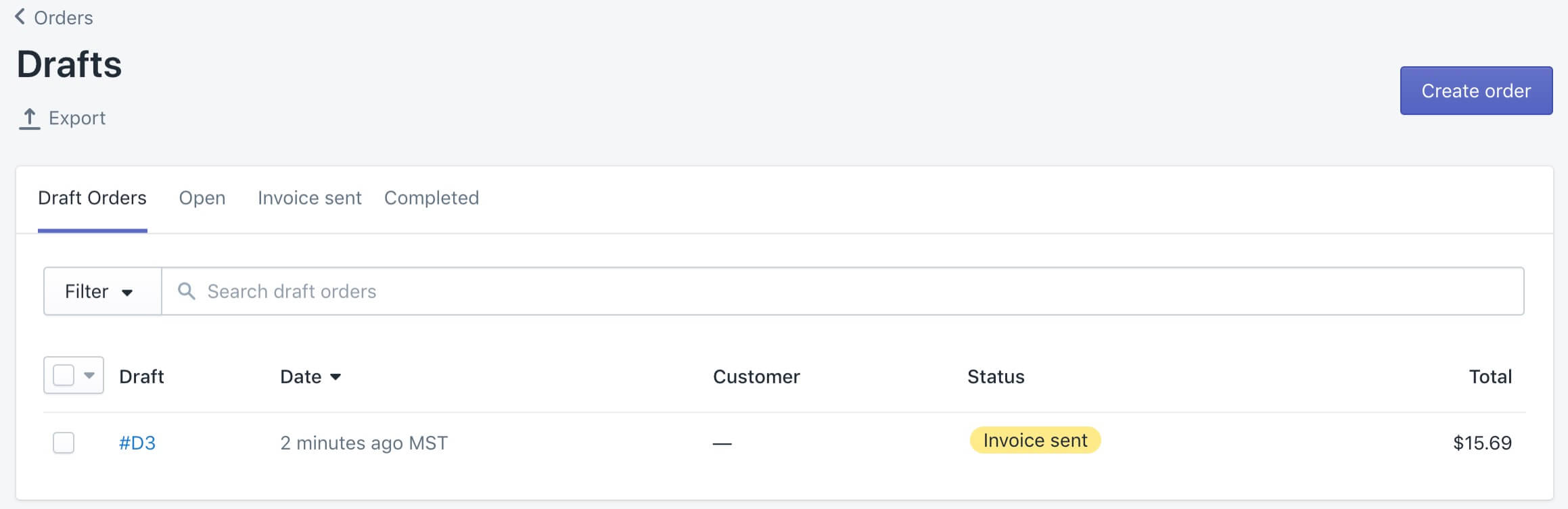 Shopify草稿訂單