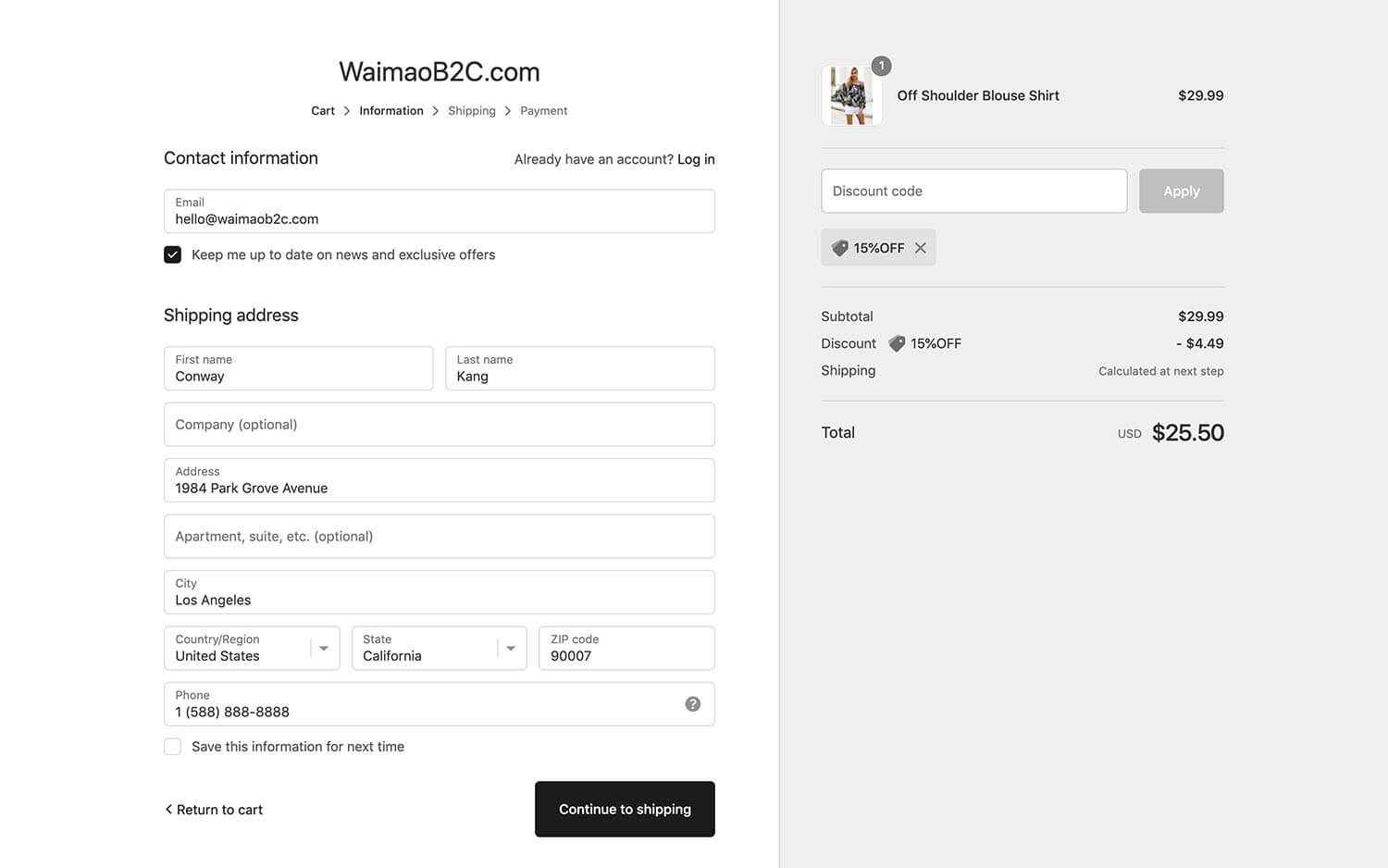 Shopify測試訂單