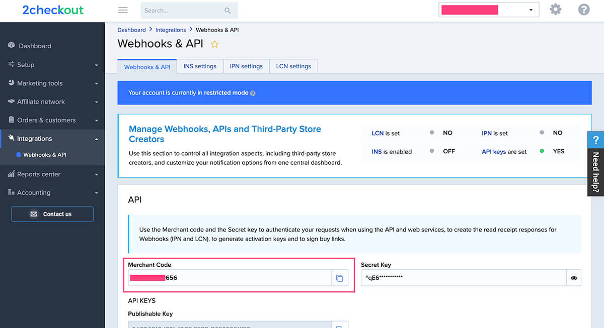 圖片[4]-將2Checkout賬戶綁定到Shopify賬戶開始信用卡收款操作流程 | 歪貓跨境 | WaimaoB2C-歪貓跨境 | WaimaoB2C