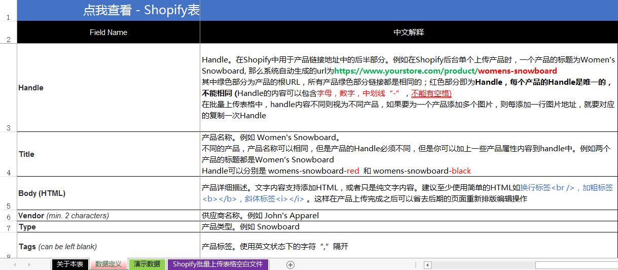 Shopify批量上傳產品