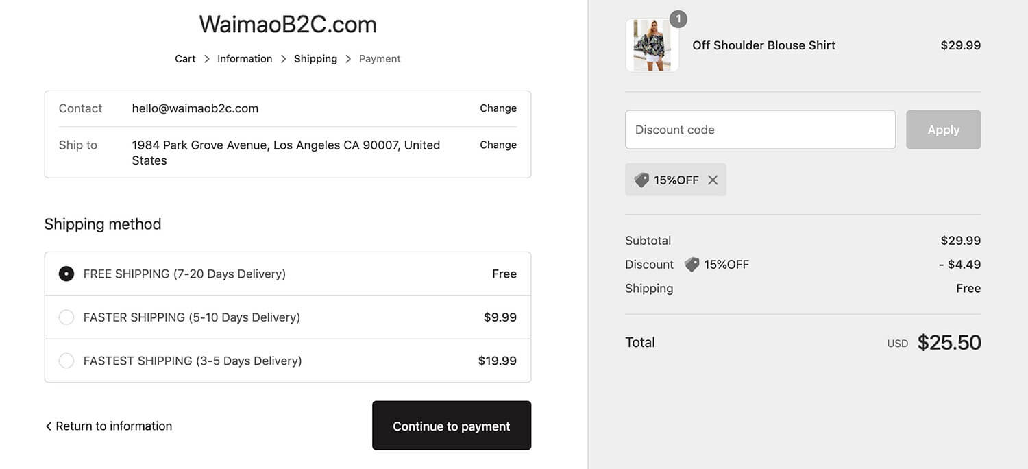 Shopify測試訂單