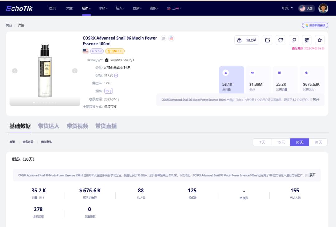 GMV超139萬美元！這款來自韓國的蝸牛原液精華在TikTok美國賣瘋了
