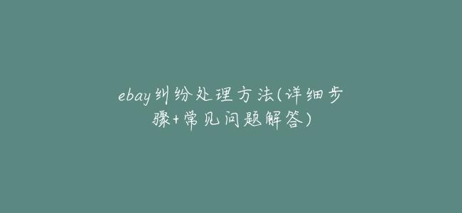 ebay糾紛處理方法(詳細步驟+常見問題解答)