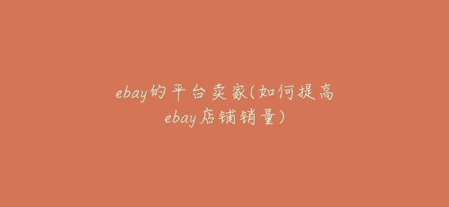 ebay的平臺賣家(如何提高ebay店鋪銷量)