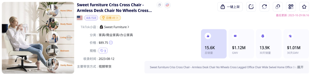 單週GMV近150萬美元，TikTok Shop美國首個熱銷傢俱店出現，利好跨境傢俱品牌出海