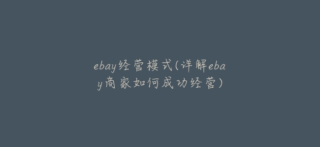 ebay經營模式(詳解ebay商家如何成功經營)