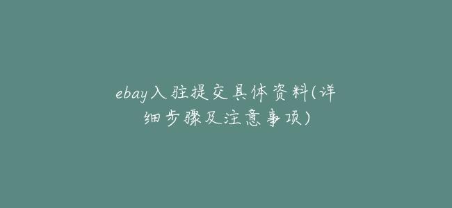 ebay入駐提交具體資料(詳細步驟及注意事項)