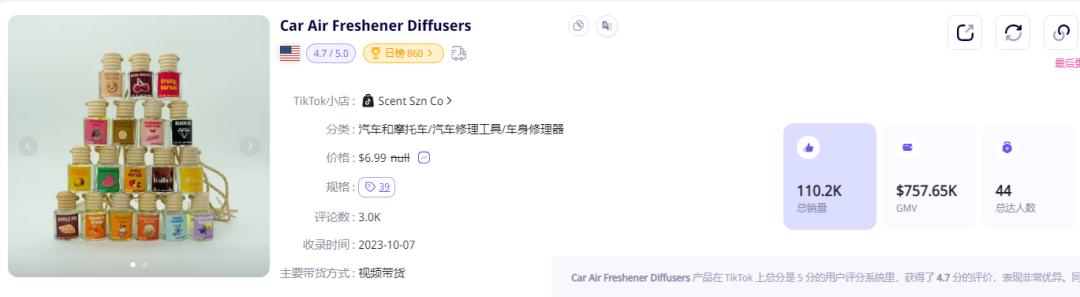 7美金“汽車清新劑”美區賣爆！TikTok Shop美區達人視頻周榜(12.4-12.10)