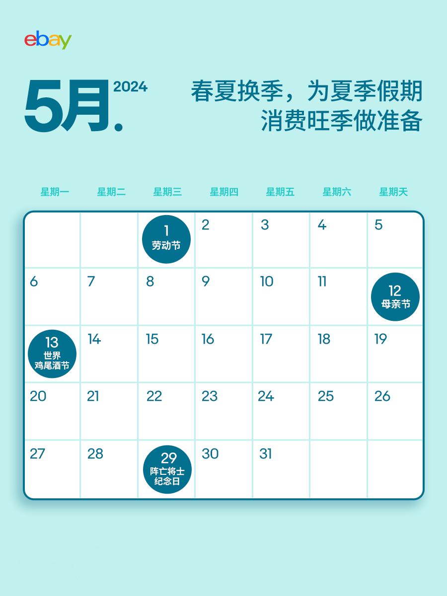 跨境人速碼！2024上半年eBay營銷日曆，熱賣鎖定！