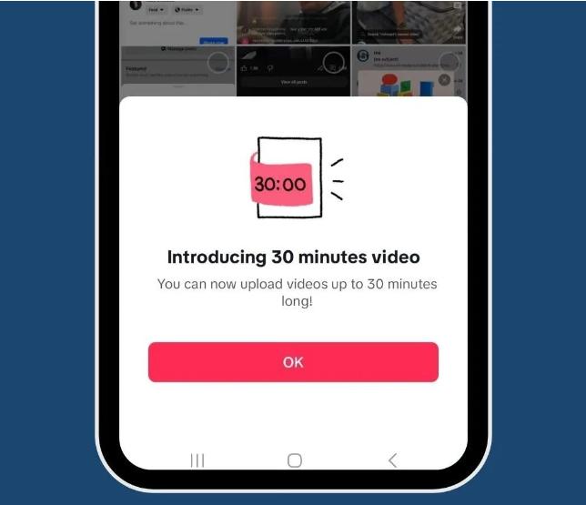 TikTok開始內測30分鐘長視頻