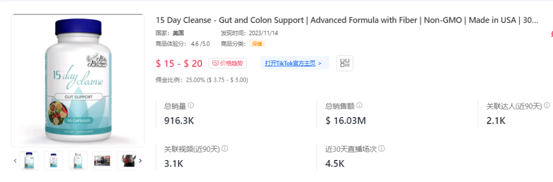爆賣200多萬美元，又一款保健品暢銷美區！TikTok Shop美國小店(4.8-4.14)新榜