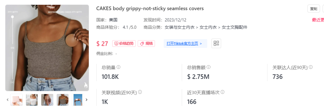 乳貼爆賣10萬件，室內除臭劑、字母短褲成需求熱品 | TikTok美國小店周榜