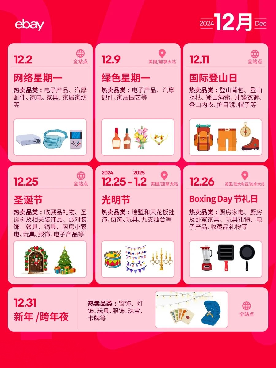 eBay跨境日曆！下半年營銷節點我們幫你都準備好了