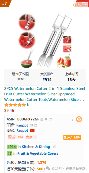 亞馬遜選品-數據分析第3期 西瓜叉切割器