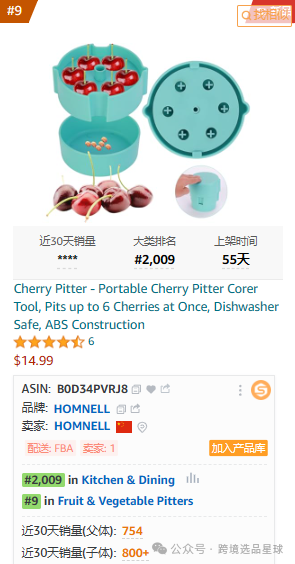 亞馬遜選品-數據分析第5期 櫻桃去核器