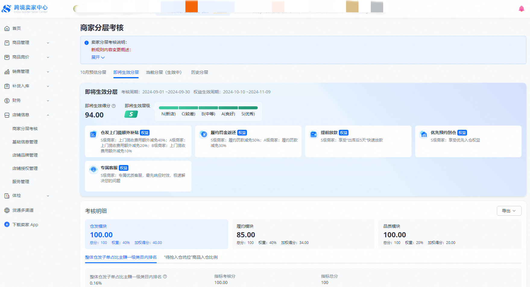 速賣通商家分層權益生效，S級商家：多倉發，層級就高