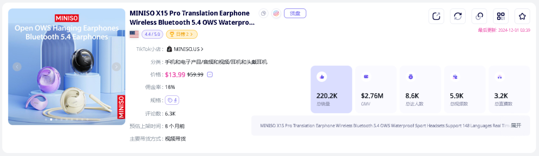 30天200萬美金！翻譯耳機在TikTok美區黑五大促中大放異彩