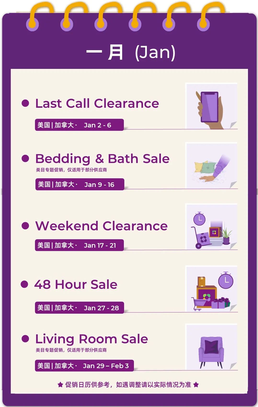 Wayfair北美 2025年促銷日曆